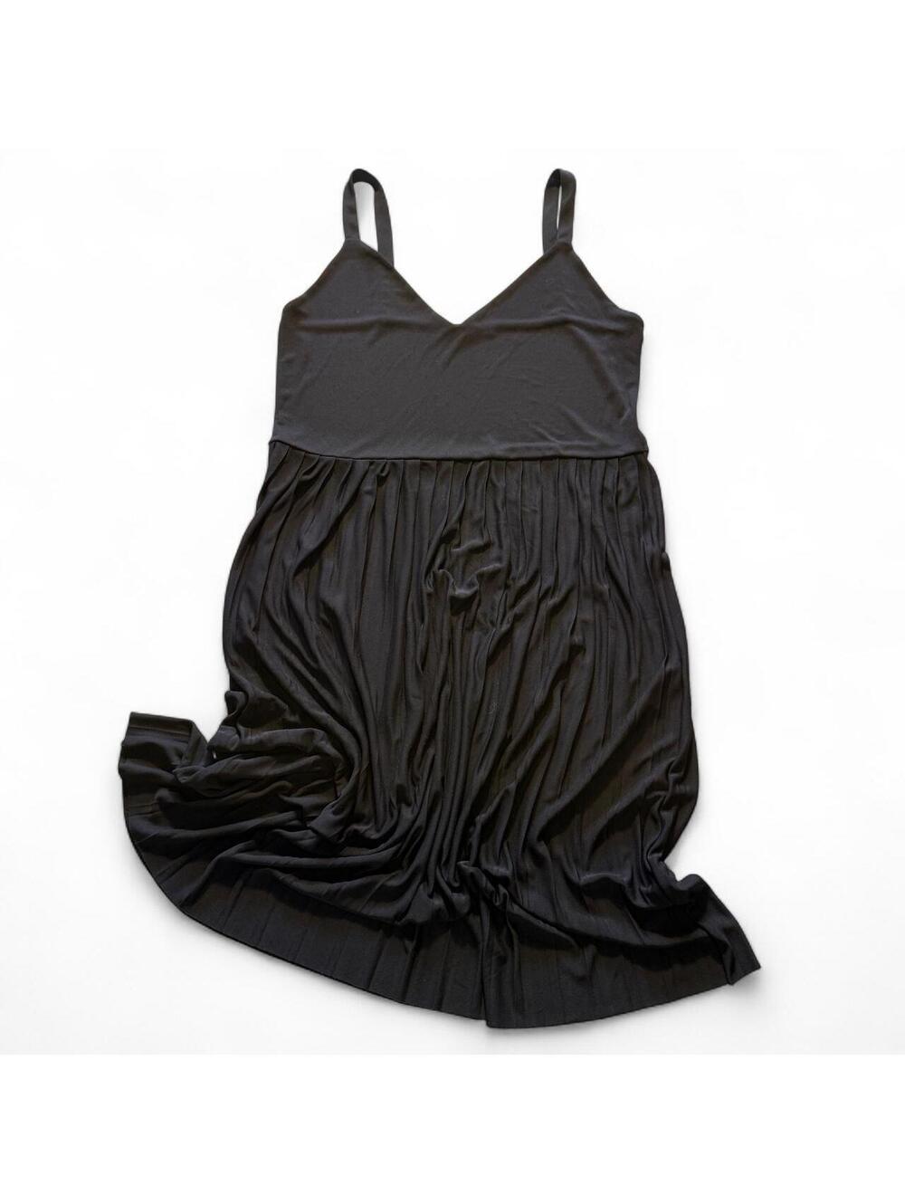 Zara Pleated Skirt Little Black Dress Size Lg Ballerina Basic - Picture 4 of 7